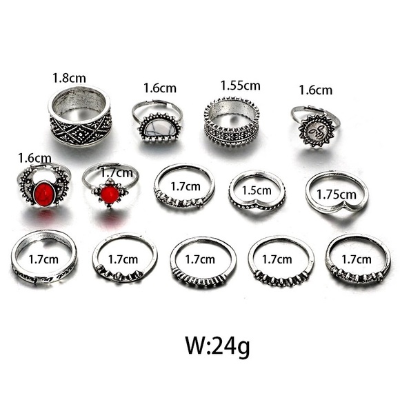 14 PCS BOHO RING SET - Picture 3 of 6